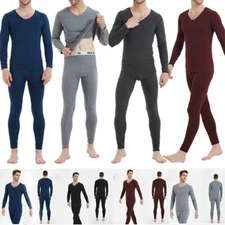 MENS THERMAL UNDERWEAR LONG SLEEVE FULL SET TOP & LONG JOHNS Winter trackless