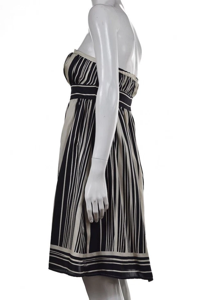 NUEVO Vestido Corey Lynn Calter Talla 6 Azul Marino Rayas Cintura Imperio Sin Tirantes Foto 3 de 4