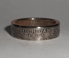 "Sealed" MICHIGAN US STATE QUARTER handmade coin ring or pendant size 4-14