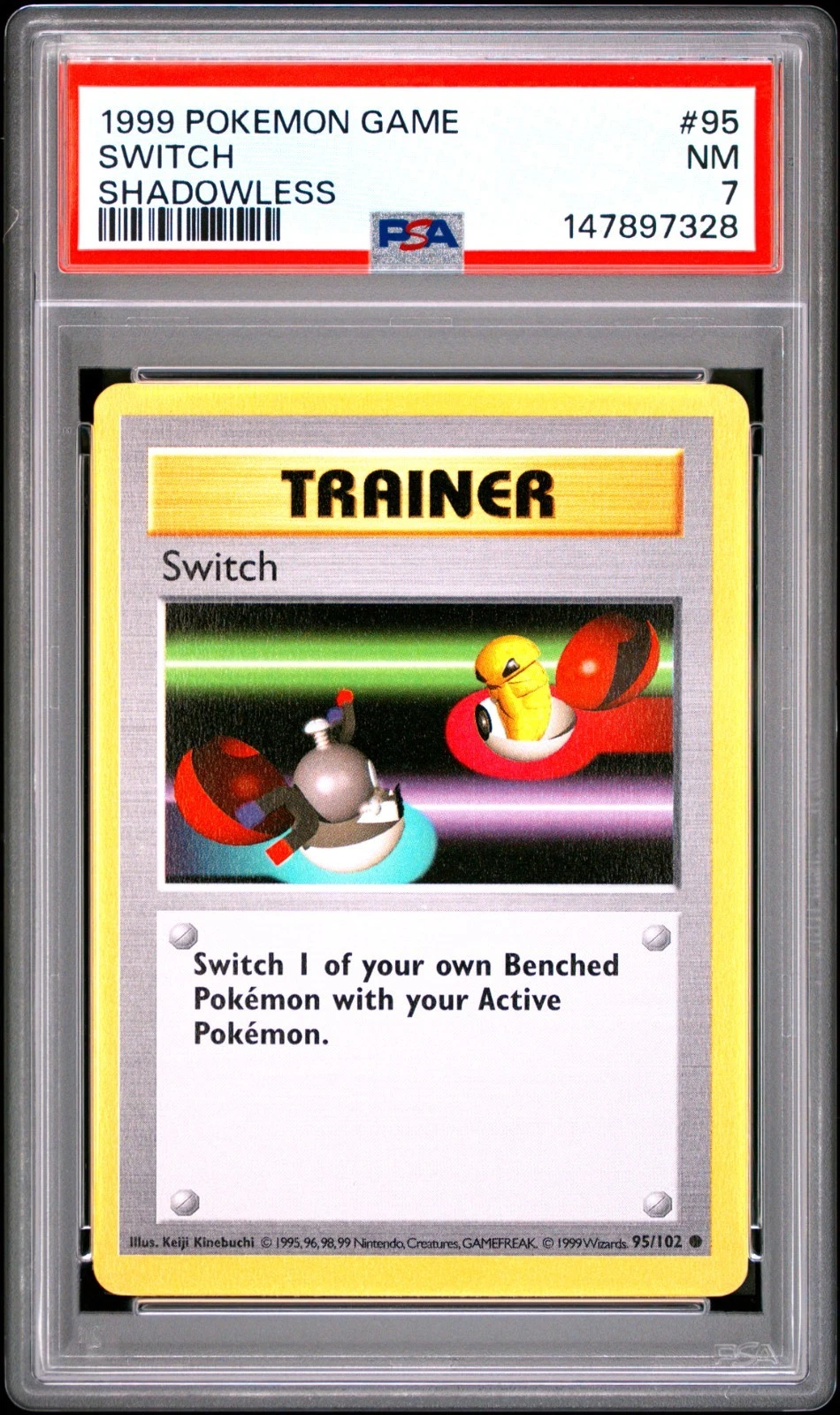 1999 POKEMON GAME BASE SET SWITCH SHADOWLESS #95 PSA 7