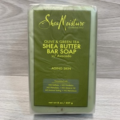 Shea Moisture Olive & Green Tea Shea Butter Bar Soap w Avocado Aging Skin 8 oz