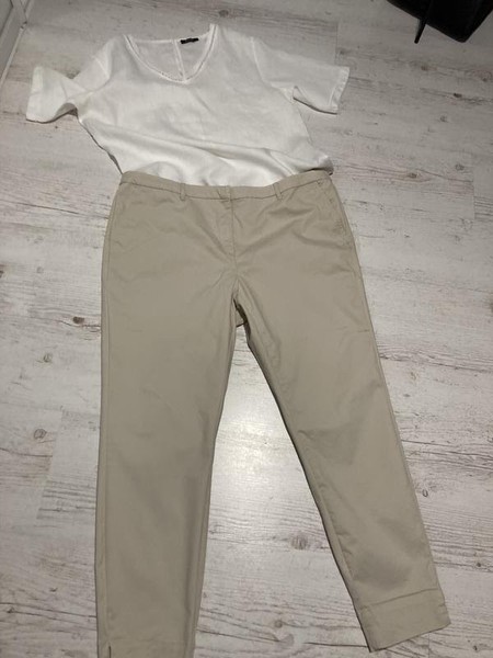 Women Trousers Beige Cotton XXL