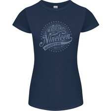 Envejecido-49º-Cumpleaños-Hecho-En-1976-Mujer-Pequeño-Corte-Camiseta-Azul Marino-Azul