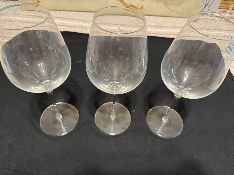 Stolzle Lausitz Set of Three Polish Crystal Classic Wine Goblets 9 3/4 Inches