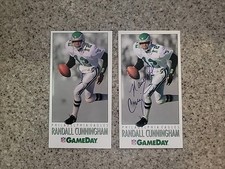 1992 Game Day Football Randall Cunningham Promo Auto From National and Base Card