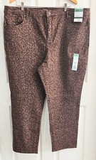 Women's Terra  Sky Women's Petite High Rise Straight Leg Jeans Leopard Size 26W