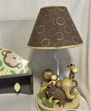 Vintage Lambs  Ivy Jungle Lamp And Monkey Shelf With Hooks