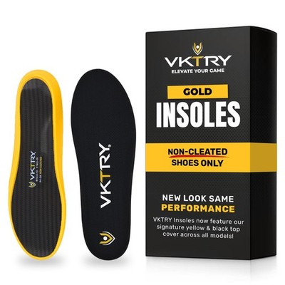 VKTRY Gold Carbon Fiber Performance Insoles for Non-Cleated Shoes, M6.5-7 W8.5-9