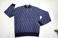 Greyson Wool Sweater Mens Medium MALTESE BLUE 1/4 Zip Sweater 1053D 01269672 New