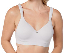 Breezies Lurex Mini Stripe Wirefree T-Shirt Bra 32B Grey A656723 Foam Cups 12154