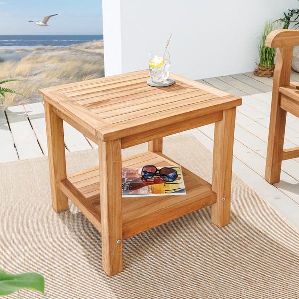 Massiver Beistelltisch Empire Teak - 50Cm - Natur Teakholz - Balkontisch Garten-image