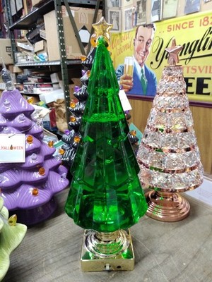 Unbranded Illuminated Sparkling Swirling Water Green Christmas Tree 13'' Works!