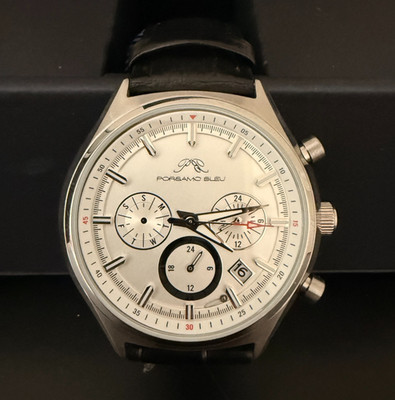 Porsamo Bleu Dylan Luxury Watch Genuine Leather Band Black Mens 871A1731