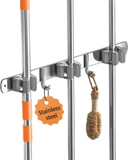 Broom and Mop Holder Wall Mount, Broom Organizer Wall Mount, Stainless Steel Bro