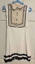 GUESS Mini Dress Women Size 6 Color-Blocked White/Black Floral Lace