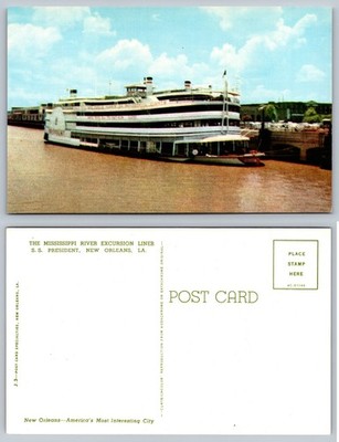 Mississippi River Excursion Liner New Orleans LA Postcard