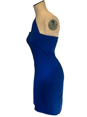 Susana Monaco Tina Sapphire Blue One Shoulder Bodycon Midi Dress - Medium |  eBay
