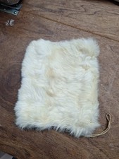 Vintage Fur Muff Hand Warmer Rich Cream Color Satin Lining w/ Wristlet
