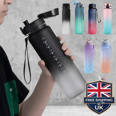 Sport Trinkflasche Fitnessstudio Reise Trinken Auslaufsicher Flasche mit Strohhalm BPA-frei UK