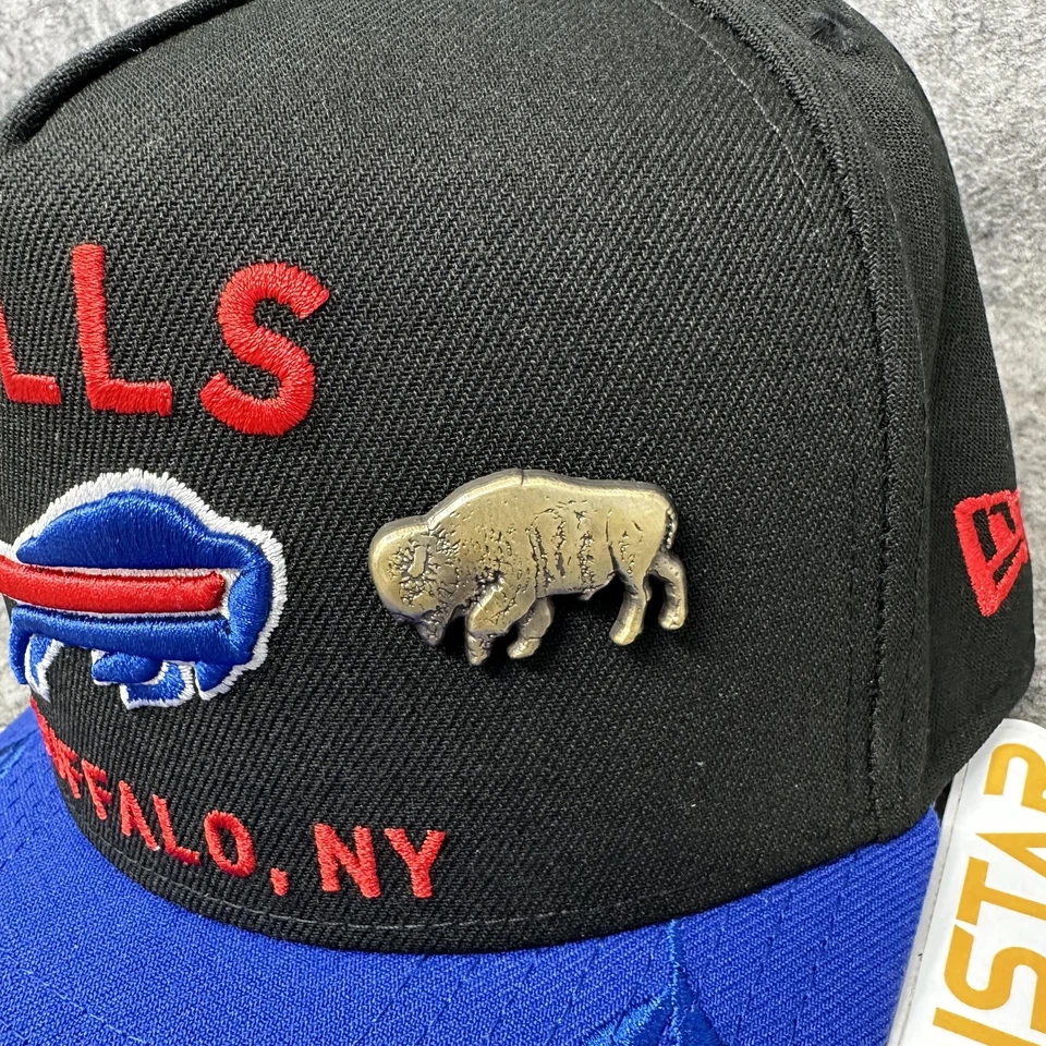 Buffalo Bills Hat Cap Fitted Mens 7 3/8 Black Blue NFL Draft New Era Pin - Image 4 of 4