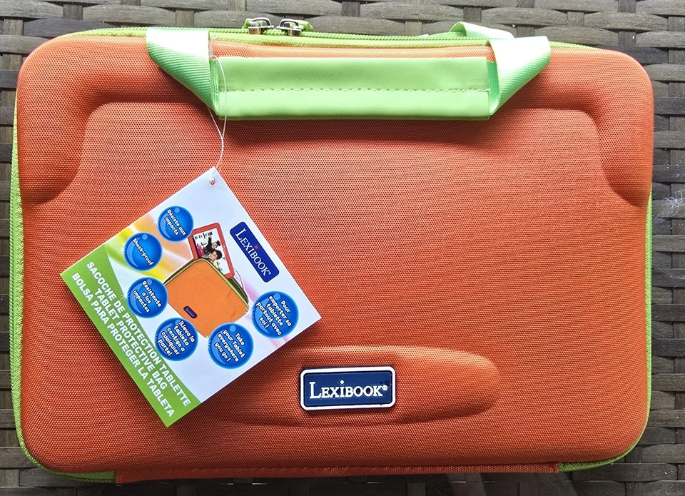 Lexibook Schutzhülle Tragetasche orange/grün Hartschale für Kinder-Tablet NEU