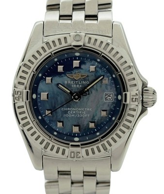 Breitling 29mm Ladies Callistino Blue MOP Dial Swiss Quartz Watch! Ref: A72345!