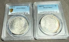 1884-o Ms63 1880-s Ms64 Morgan Silver Dollar Toner Toned Lot Gold Shield Pcgs