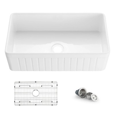 Pillar 33'' Reversible Fireclay Single Bowl Kitchen Farmhouse Sink