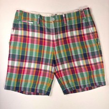 Polo Ralph Lauren Authentic India Madras Plaid Shorts Mens 34 Green Red Multi
