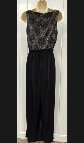 Calvin Klein Jumpsuit Special Occasion Black Lace Nude Lining Top Sz 6 NWT - Picture 2 of 6