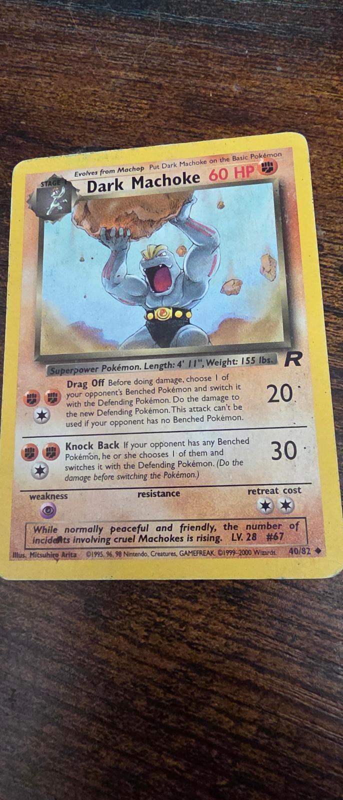 Dark Machoke 40/82 Uncommon Team Rocket Pokemon Unlimited Heavily Played