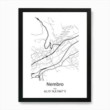 Nembro,Italy Minimalist Map Art Pri Framed Wall Art Poster Canvas Print Picture