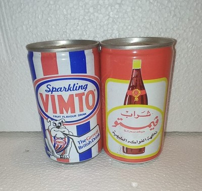   Vintage VIMTO 1987 Duo   UK + Arabic   Rare International Cans   Empty