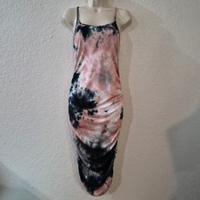 Fashion Nova Good As Always Tie Dye Midi Dress S Pink Grey Ruched Bodycon