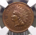 1871 Indian Head Cent Penny 1c NGC AU Details #005 About Uncirculated ECC&C, Inc