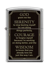 Zippo Lighter- Serenity Prayer Brushed Chrome Windproof Lighter Z5152