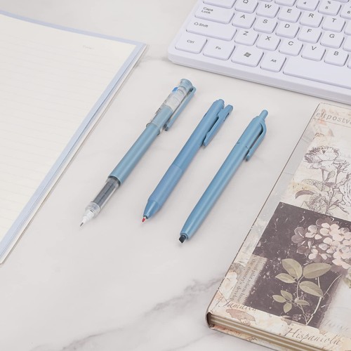 6PCS Gel Pens 1 Highlighter Quick Dry Fine Point 0.5mm Blue Journaling - Picture 5 of 8