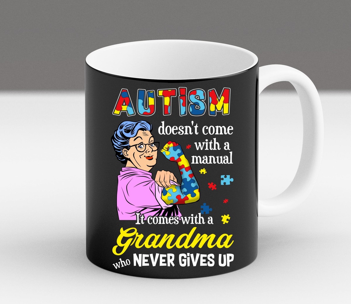 Autism Grandmother Gift Ideas Grandma Puzzle Piece Autistic Coffee