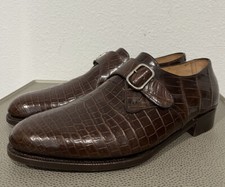 $20K JOHN LOBB BESPOKE Crocodile Monk Strap Brown Sz US 8D