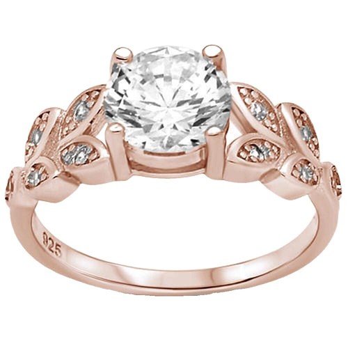 925 Sterling Silver Vintage Ring Rose Gold Plated 2 Tone CZ Flower