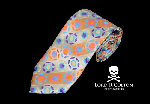 Lord R Colton Masterworks Tie - Pisa Orange & Pearl Woven Necktie - New - Picture 2 of 3