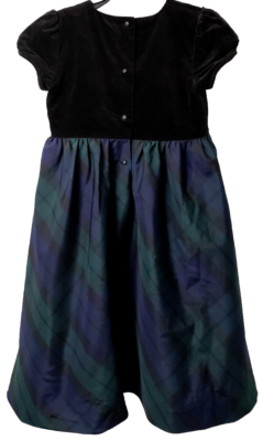 CHAPS Velvet Tartan Plaid Dress Modest Midi Green Holiday Prep