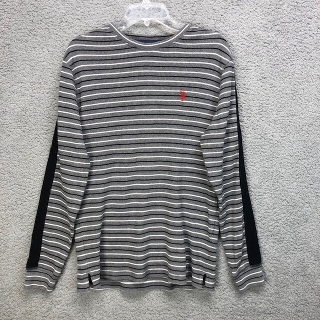 Maglione US Polo Assn adulto grigio medio manica lunga rosso pony logo felpa uomo