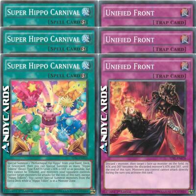 3x SUPER FLUSSPFERD KARNEVAL +3x UNIFIED FRONT   TDIL EN053   TDIL EN078   YUGIOH!