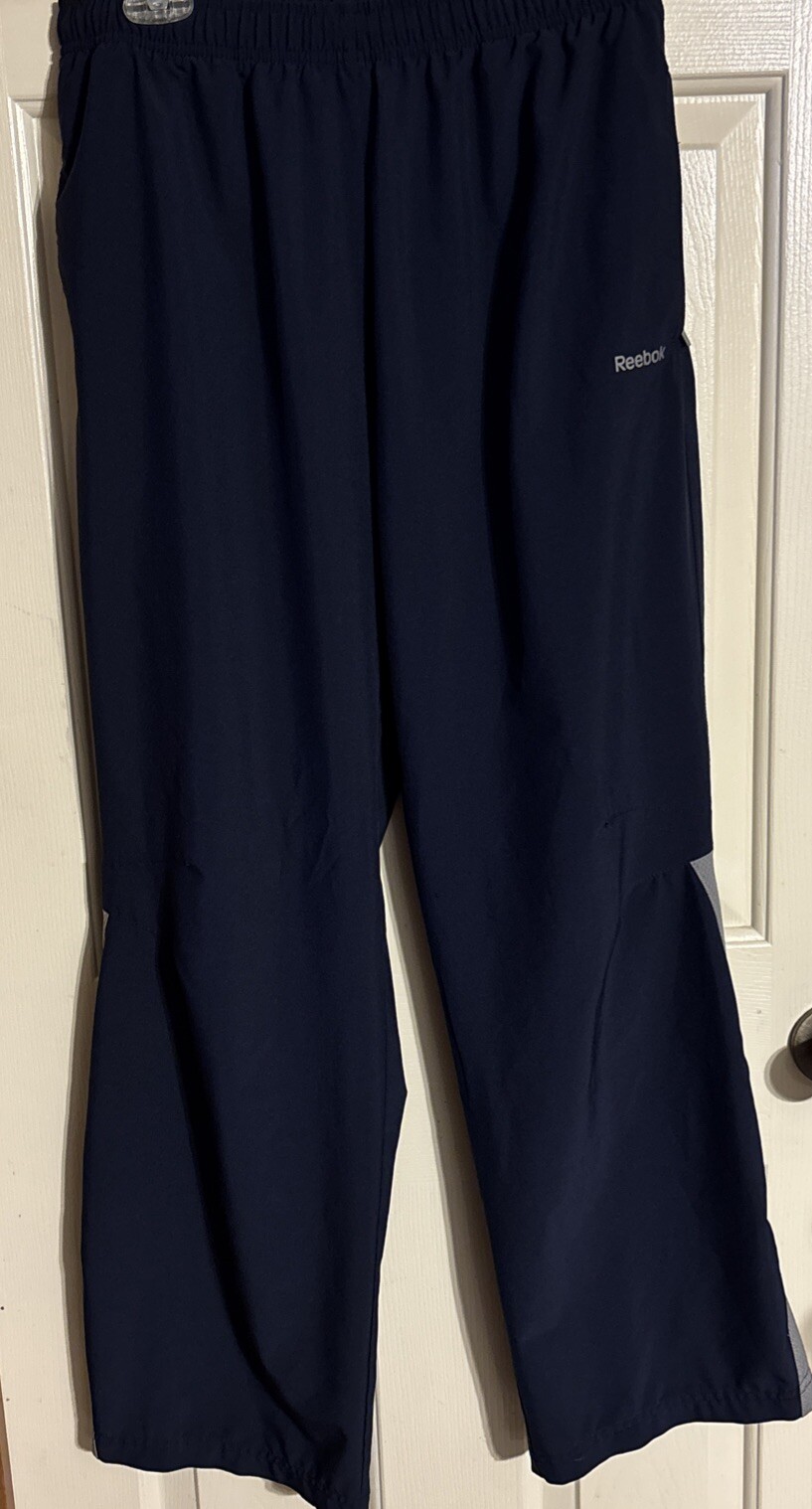 Men's Active Wear Pants Jogging Pants Small Reebok Navy Side Zip Lined Elastic