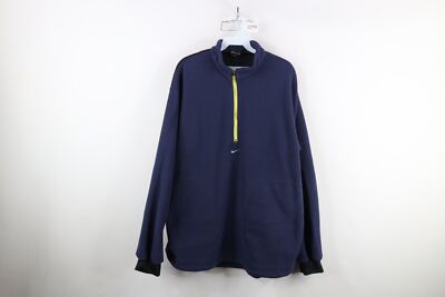 Vtg 90s Nike Alpha Project Mens L Travis Scott Center Swoosh Fleece Sweater Blue