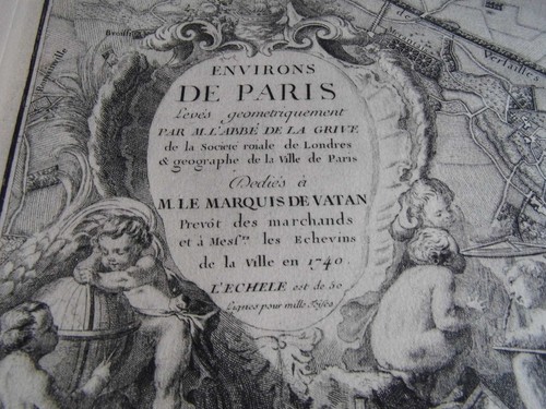 PLAN ENVIRONS DE PARIS GRAVEUR L'ABBE DELAGRIVE JEAN UNIQUE 1734 NUMEROTE 3746 - Picture 6 of 11