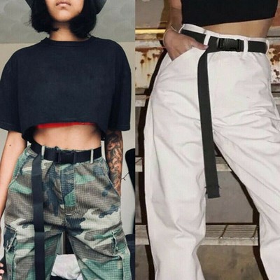 Black Canva Waist Belt Fashion Casual 