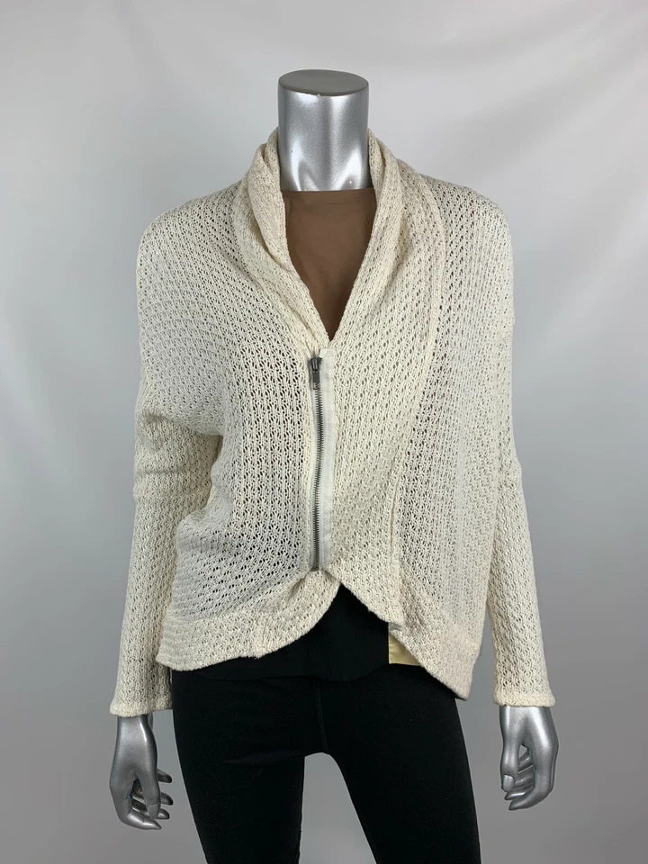 Cárdigan Dolan Pequeño Cremallera Frontal Blanco Crema Crochet Manga Larga Anthropologie Foto 4 de 4