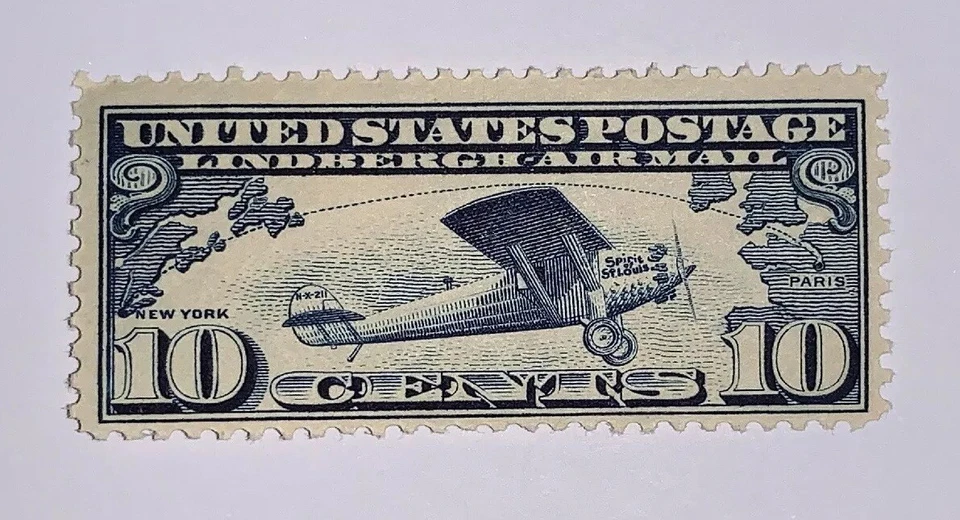 Travelstamps: 1927 US Stamps Scott #C10, Lindbergh Tribute Issue, mint, mogh - Image 2 of 4